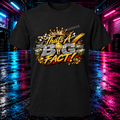 money dice crown shirt display on blue and pink garage background, watermarked over print; actual logo is smaller than preview