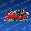 That’s A BIG FACT!® Wheels Sticker branded mockup on blue background