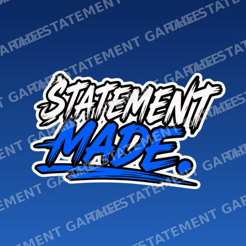 RGP™ The Movement Sticker branded mockup on blue background