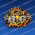 That’s A BIG FACT!® Crown & Flags Sticker branded mockup on blue background