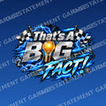 That’s A BIG FACT!® Blue Lightning Sticker branded mockup on blue background