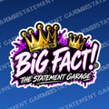 BIG FACT! — The Statement Garage Purple Crown Sticker branded mockup on blue background