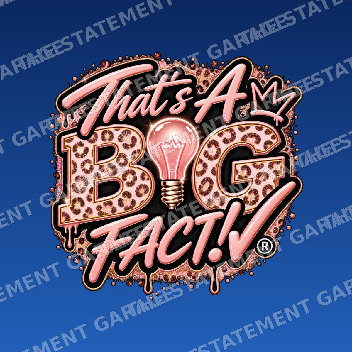 That’s A BIG FACT!® Coral Pink Leopard Sticker branded mockup on blue background