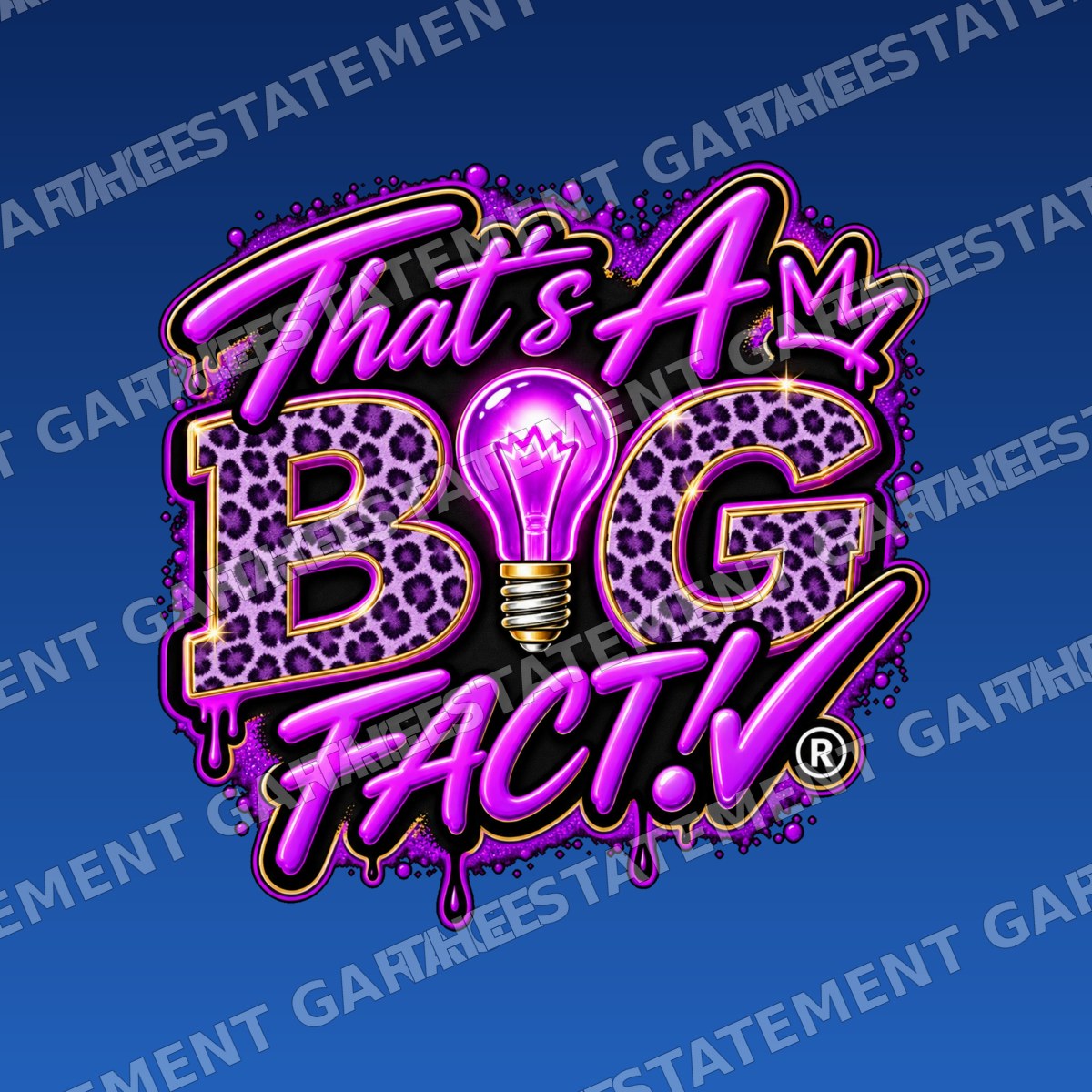 That’s A BIG FACT!® Ladies Purple Sticker branded mockup on blue background